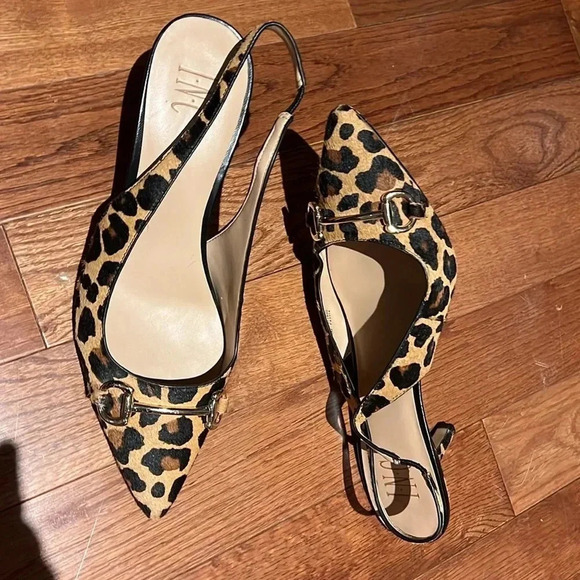 Macy’s INC Leopard Print Slingback Heels Sz 10 - Picture 14 of 16